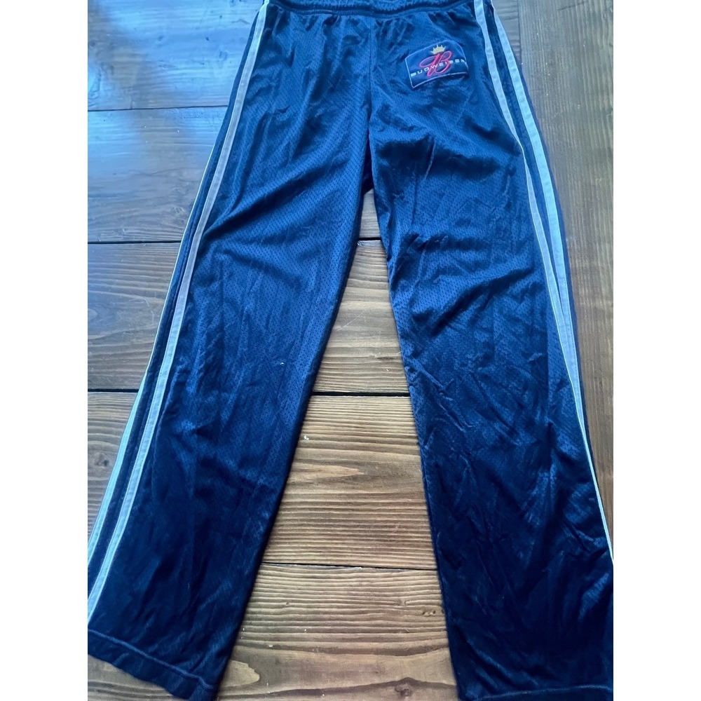 Budweiser Navy Blue Mesh Track Pants White Side Stripe Athletic Joggers Mens